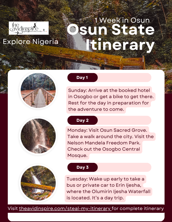 Osun State Travel Itinerary for 7 days